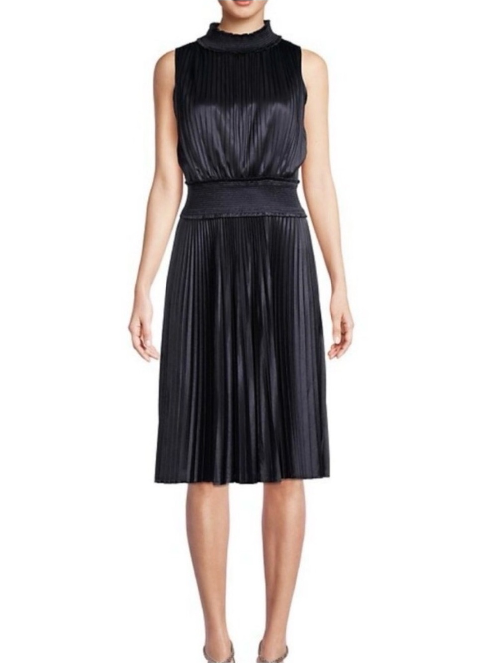 NWT Nanette Lepore Navy Blue Pleated Midi Dress